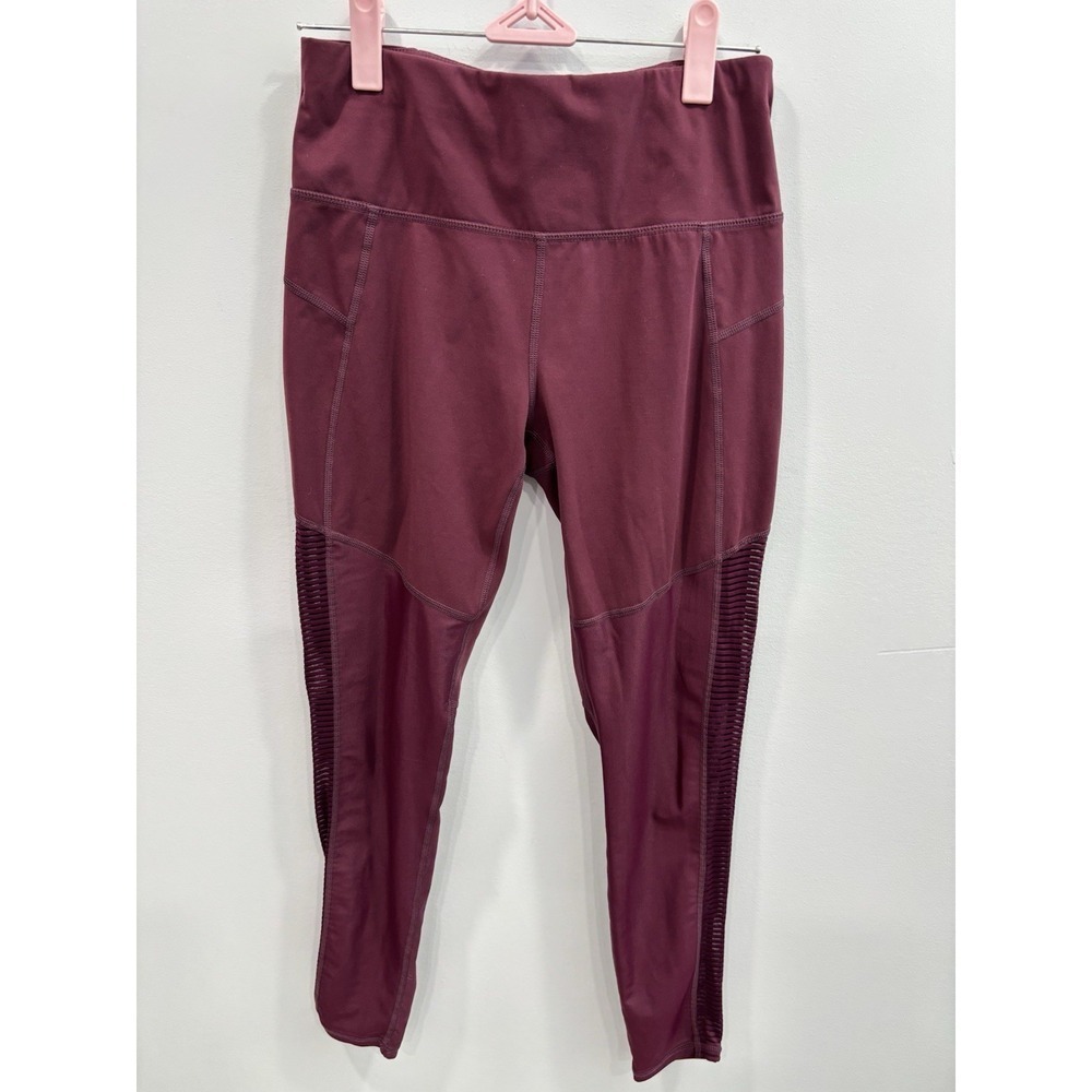 Sweaty Betty Power Mesh Capri Leggings XS Burgundy High Rise Workout Yoga